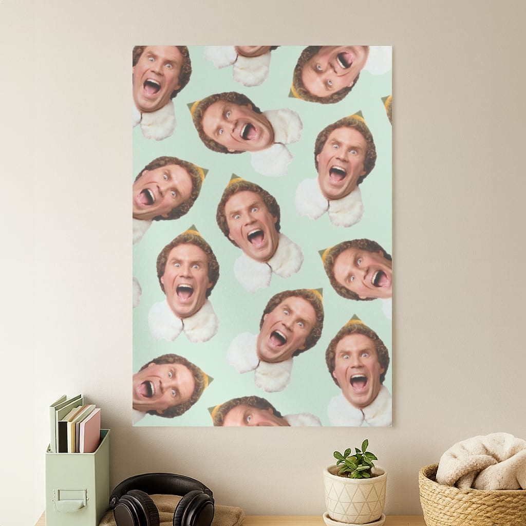 Green Elf Face - Christmas Poster