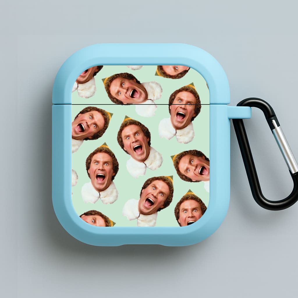 Green Elf Face - Christmas Blue AirPods Case