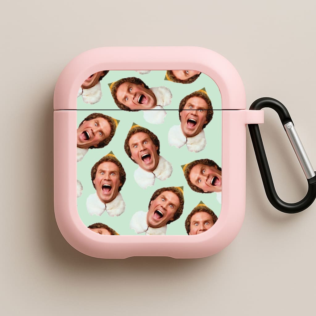 Green Elf Face - Christmas Pink AirPods Case