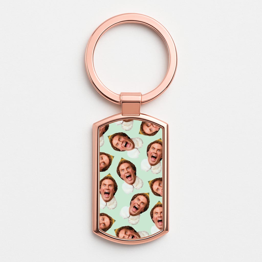 Green Elf Face - Christmas Rose Gold Keyring