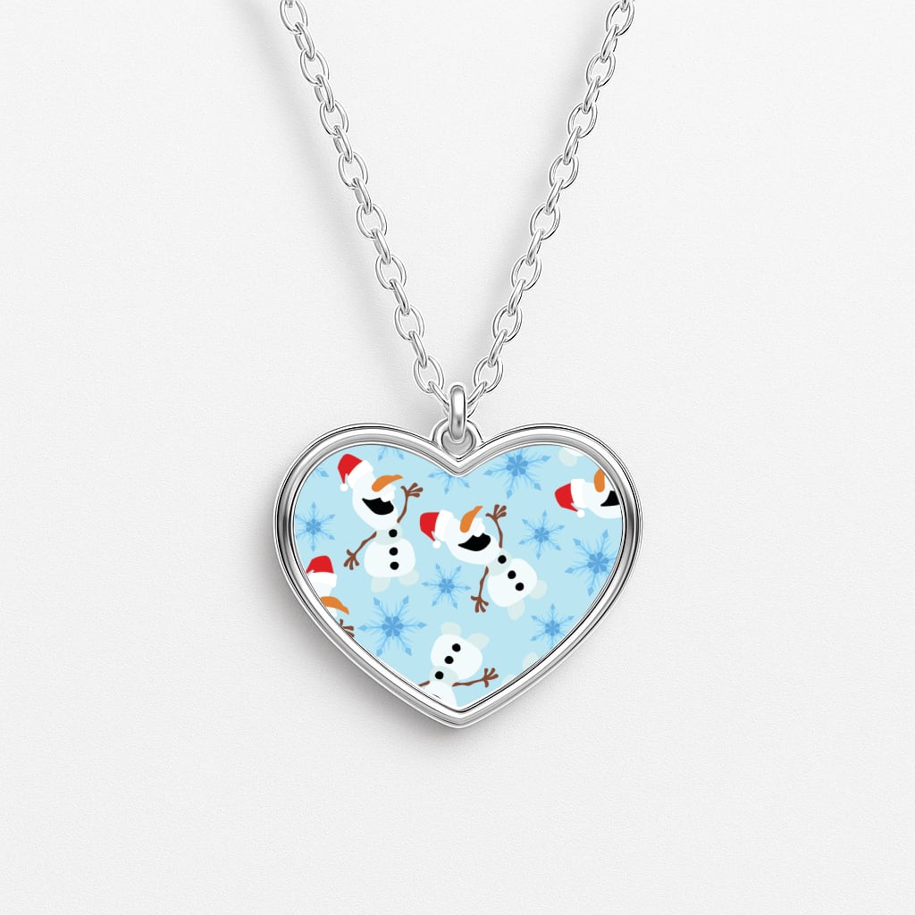 Snowman Pattern Heart Necklace