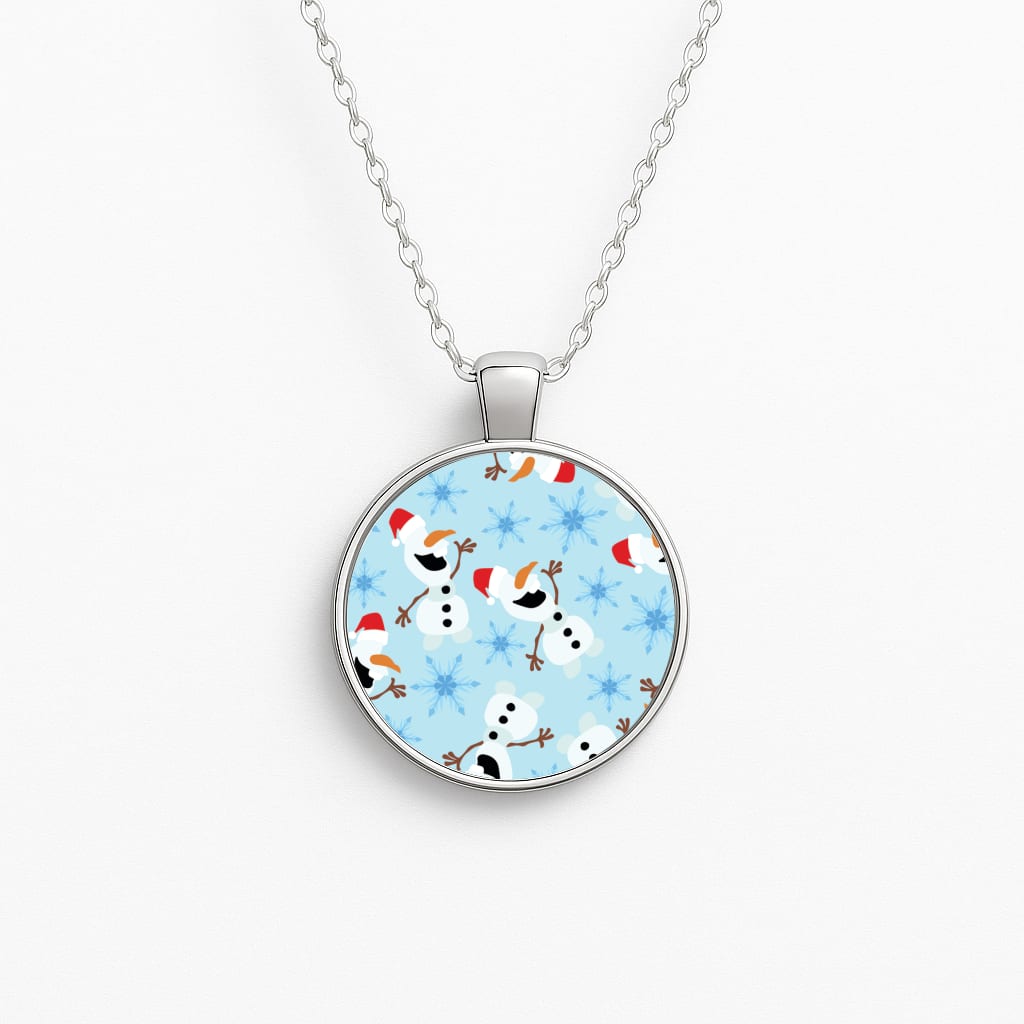 Snowman Pattern Circle Necklace