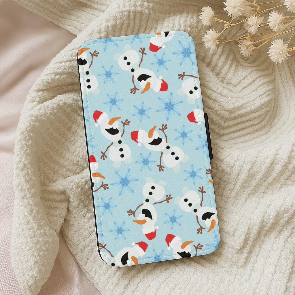 Snowman Pattern Wallet Phone Case