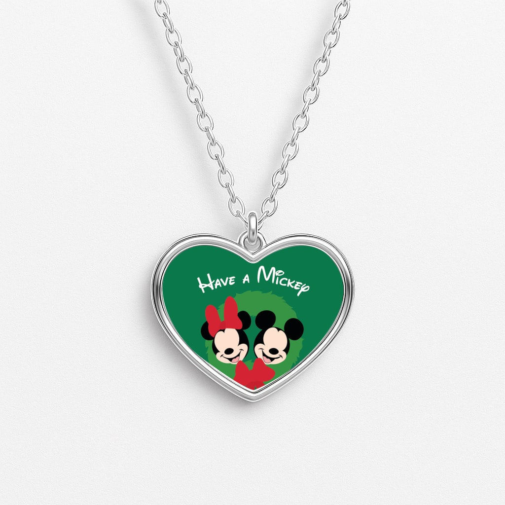 Have A Mickey Christmas Heart Necklace