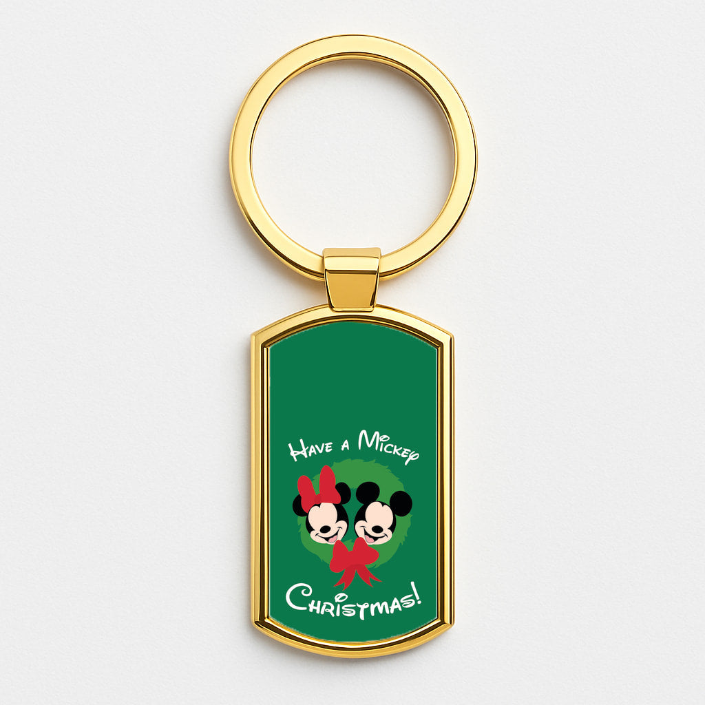 Have A Mickey Christmas Gold Keyring