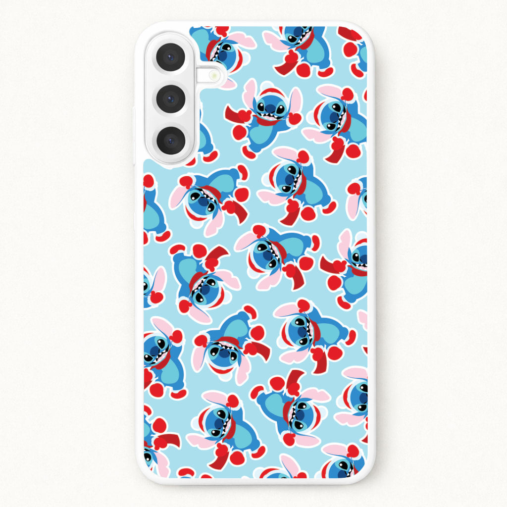 Blue Alien Christmas Pattern Phone Case for Galaxy A57