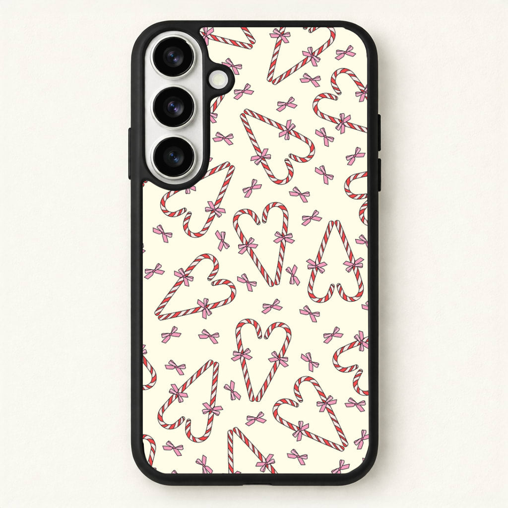 Candy Cane Love Heart Pattern Phone Case for Galaxy S26