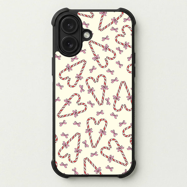 Candy Cane Love Heart Pattern Phone Case — Bumper case