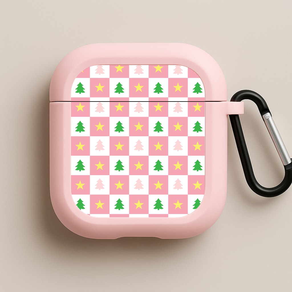 Pink And Green Tree Pattern Pink AirPods Case
