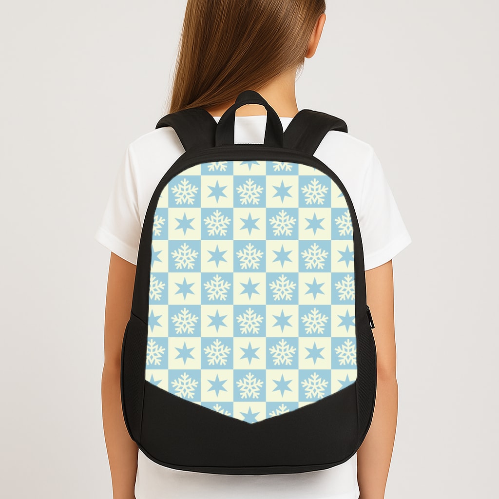 Snow And Star Pattern Large School Bag