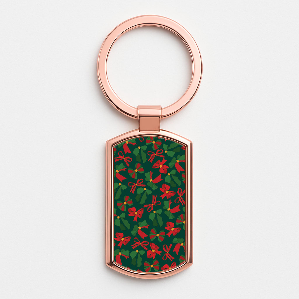 Green And Red Pattern Rose Gold Keyring