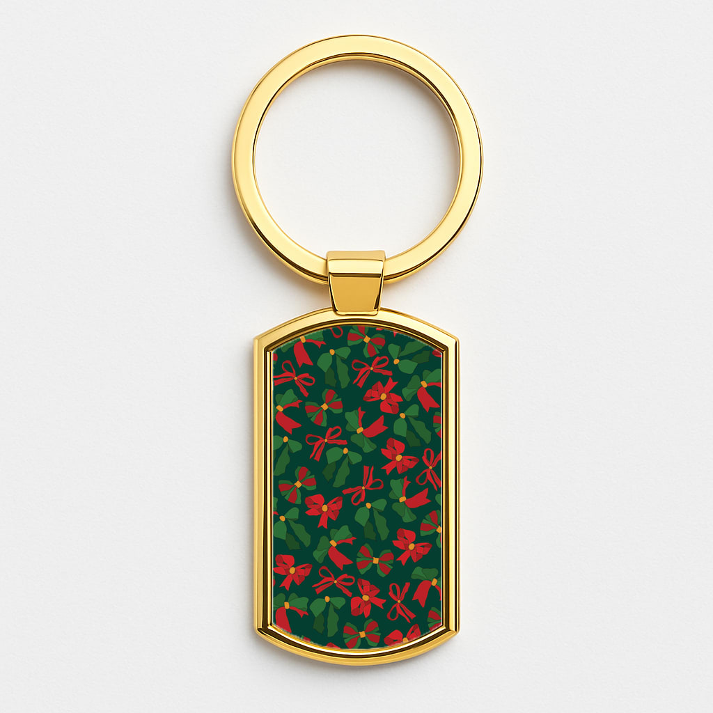 Green And Red Pattern Gold Keyring