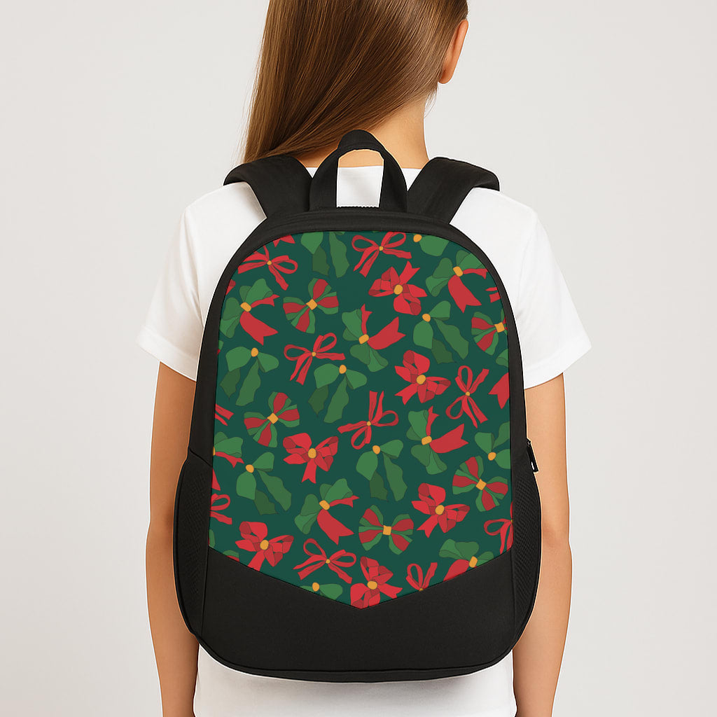 Green And Red Pattern Large School Bag