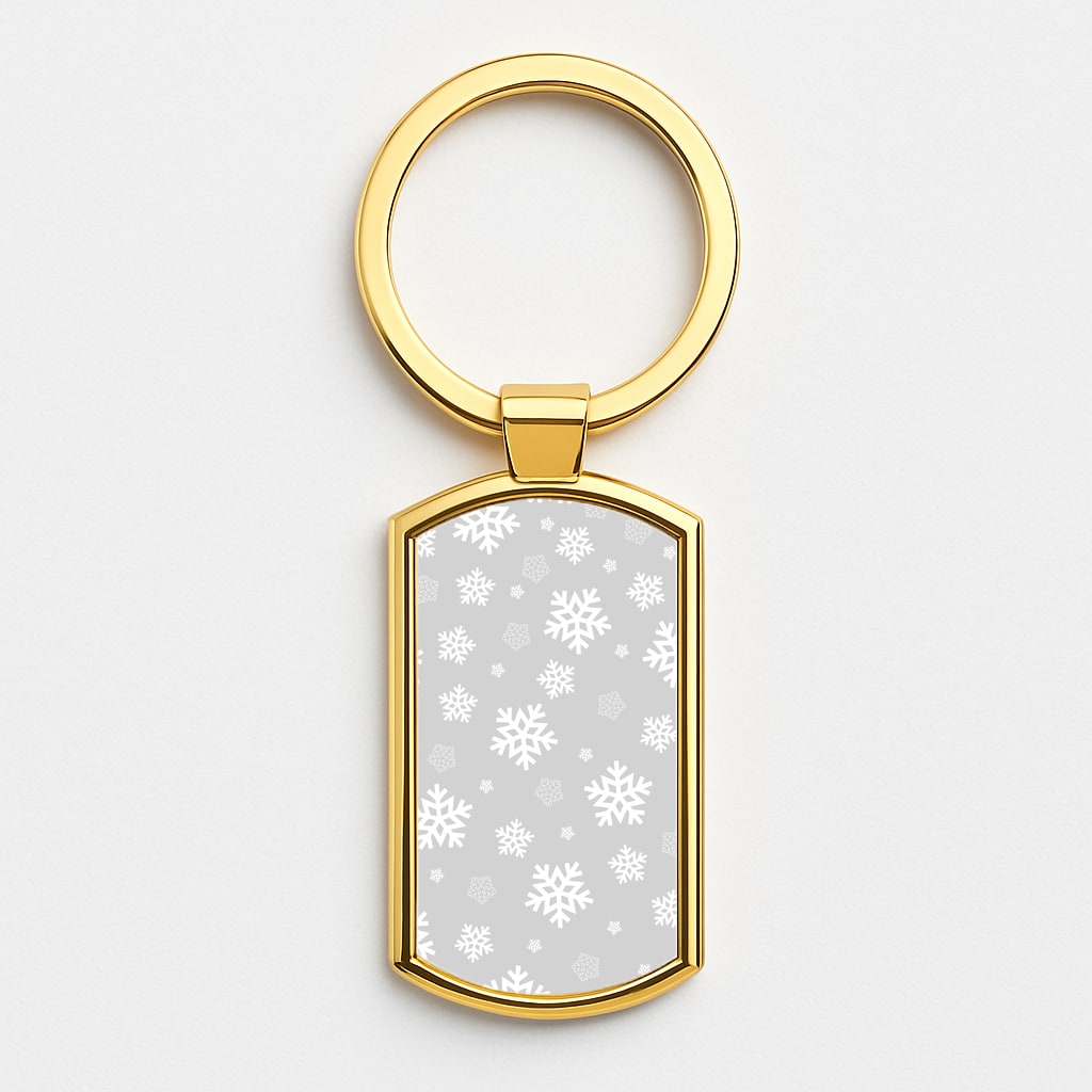 Grey Snowflake Pattern Gold Keyring