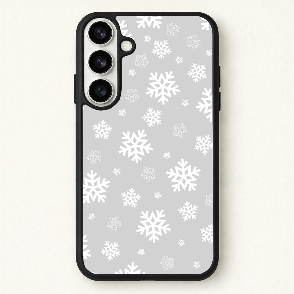 Grey Snowflake Pattern Phone Case for Galaxy S26 Plus