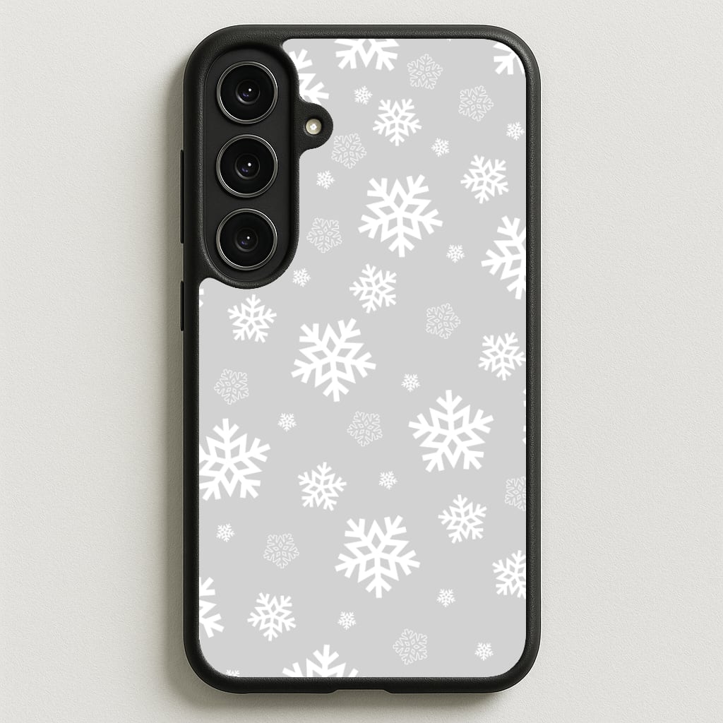 Grey Snowflake Pattern Phone Case for Galaxy S25FE