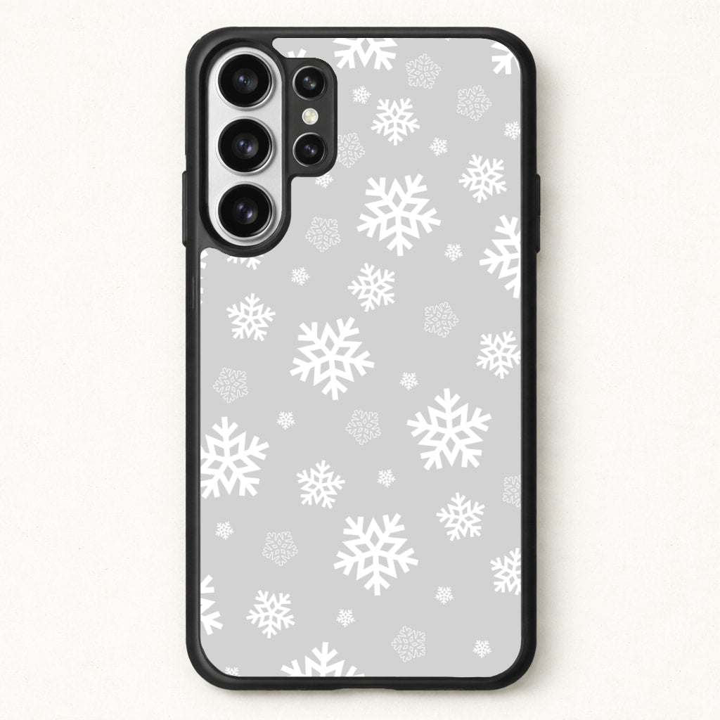 Grey Snowflake Pattern Phone Case for Galaxy S26 Ultra