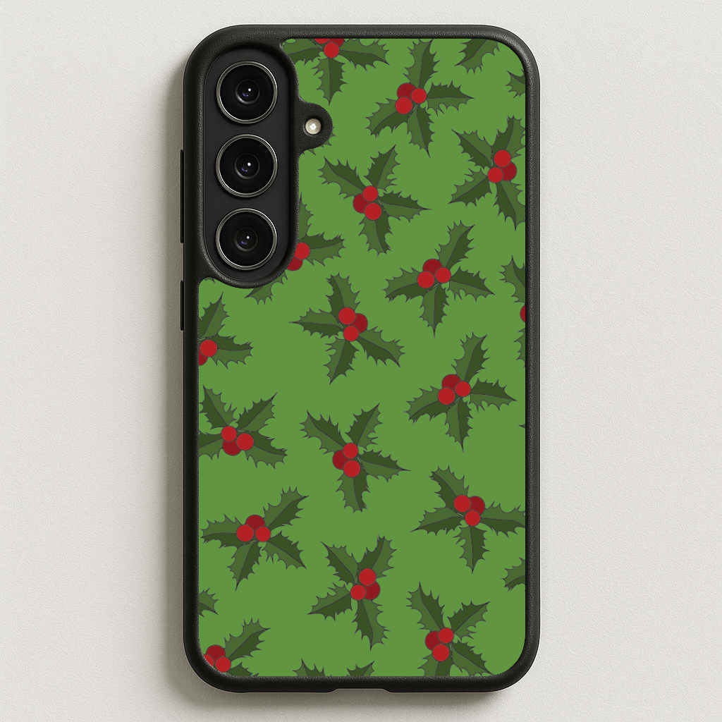 Holly Pattern Phone Case for Galaxy S25FE