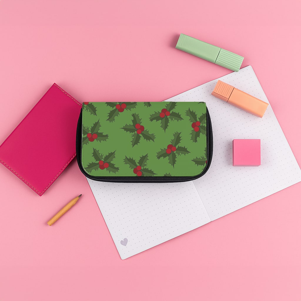 Holly Pattern Pencil Case