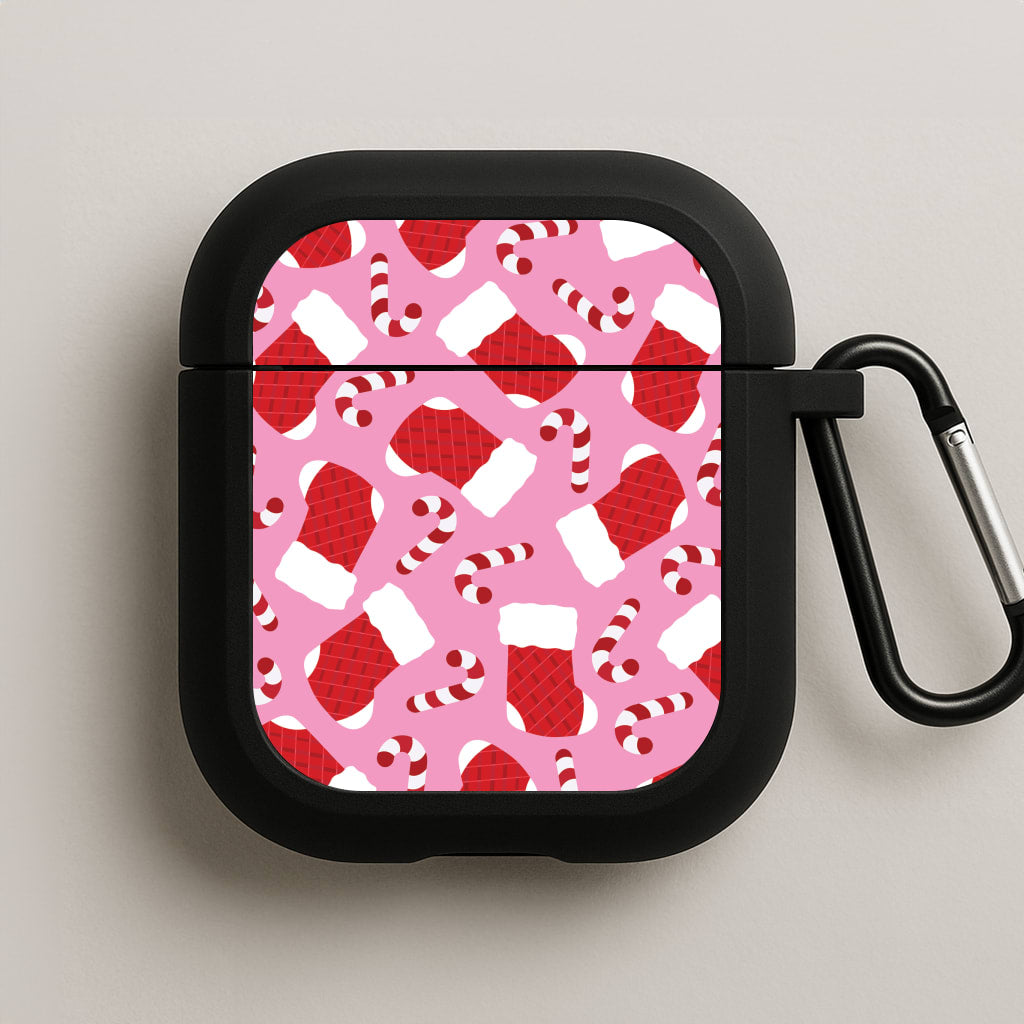 Pink Stocking Pattern AirPods Case