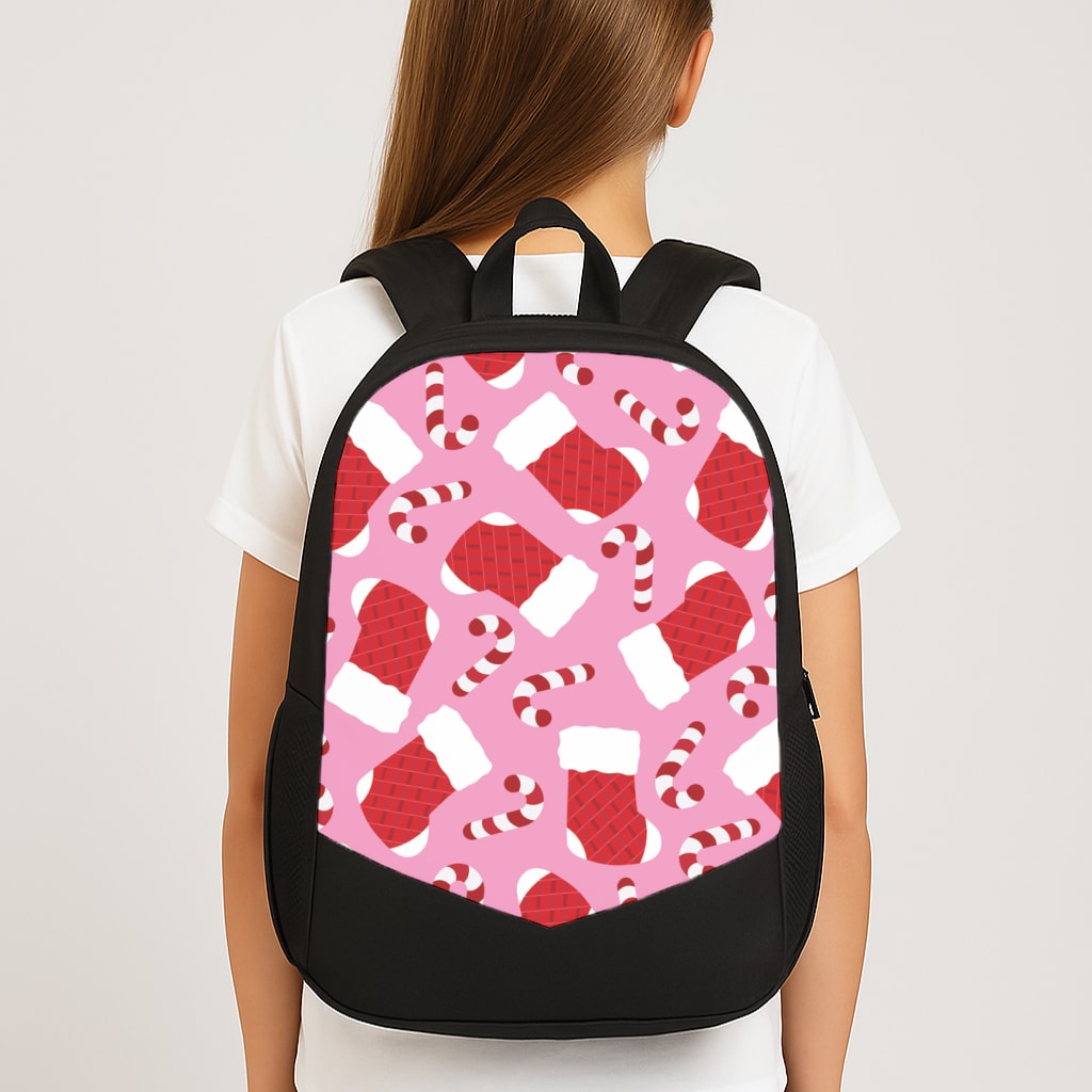 Pink Stocking Pattern Large School Bag