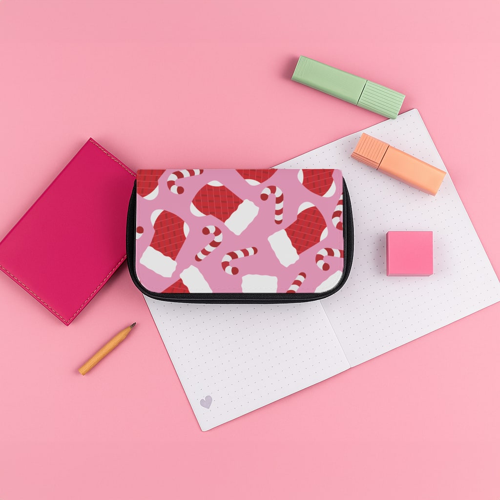 Pink Stocking Pattern Pencil Case