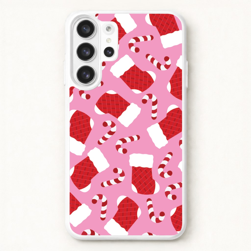 Pink Stocking Pattern Phone Case for Galaxy S26 Ultra