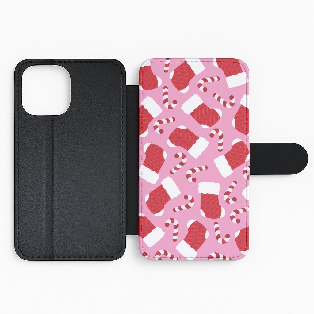 Pink Stocking Pattern Flip Phone Case