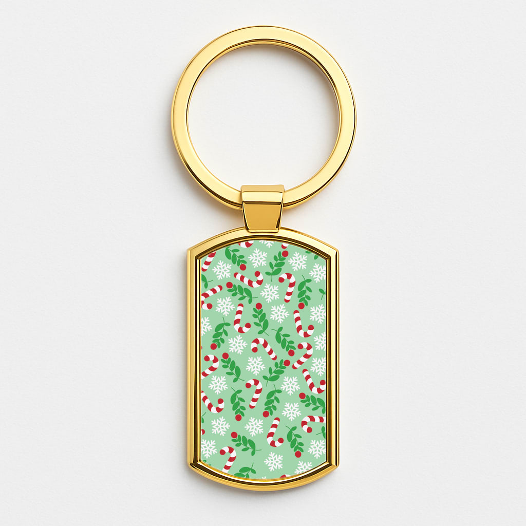 Snow Green Pattern Gold Keyring