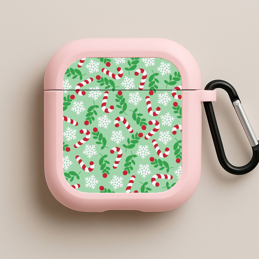 Snow Green Pattern Pink AirPods Case
