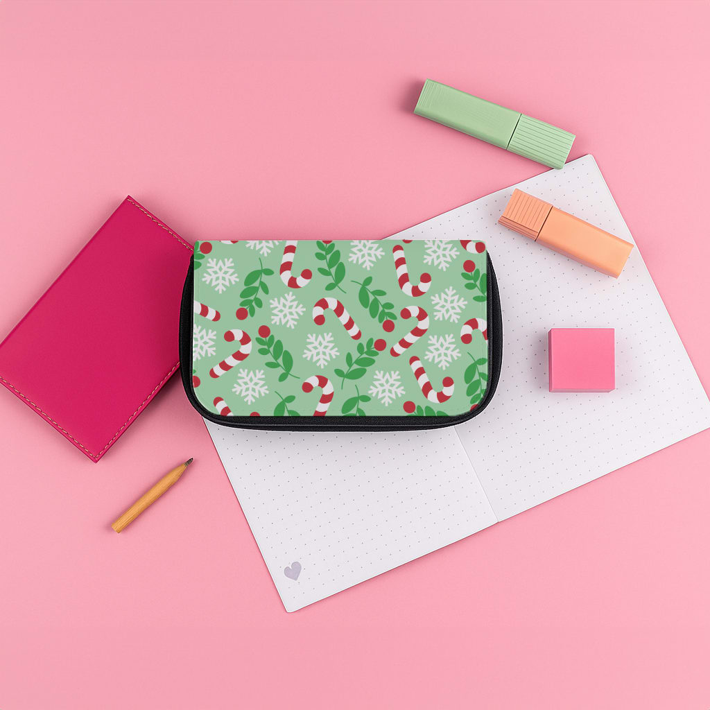 Snow Green Pattern Pencil Case