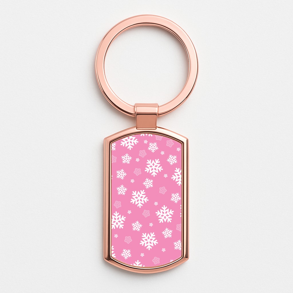 Snow Pink Pattern Rose Gold Keyring