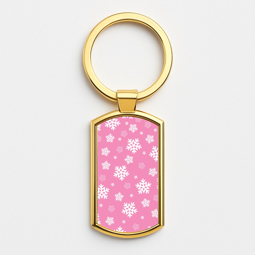 Snow Pink Pattern Gold Keyring