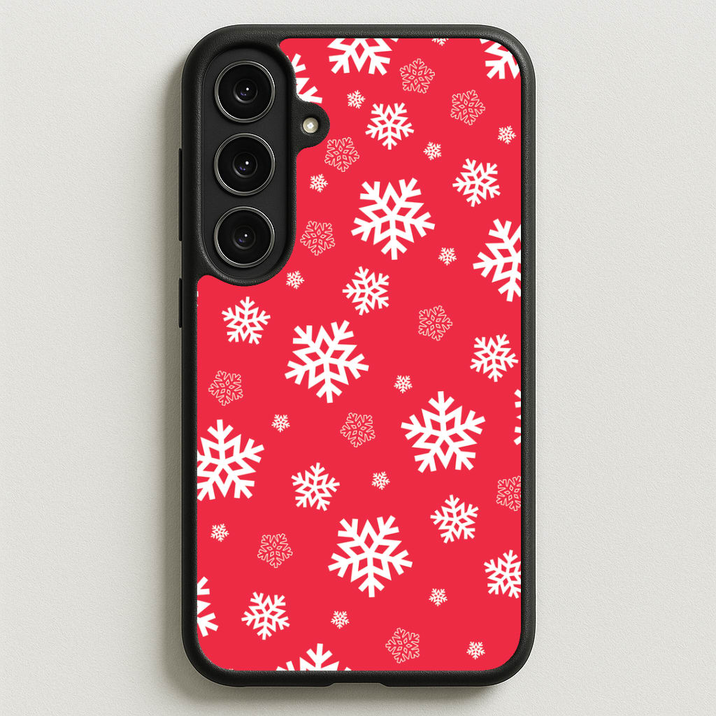 Red Snow Pattern Phone Case for Galaxy S25FE