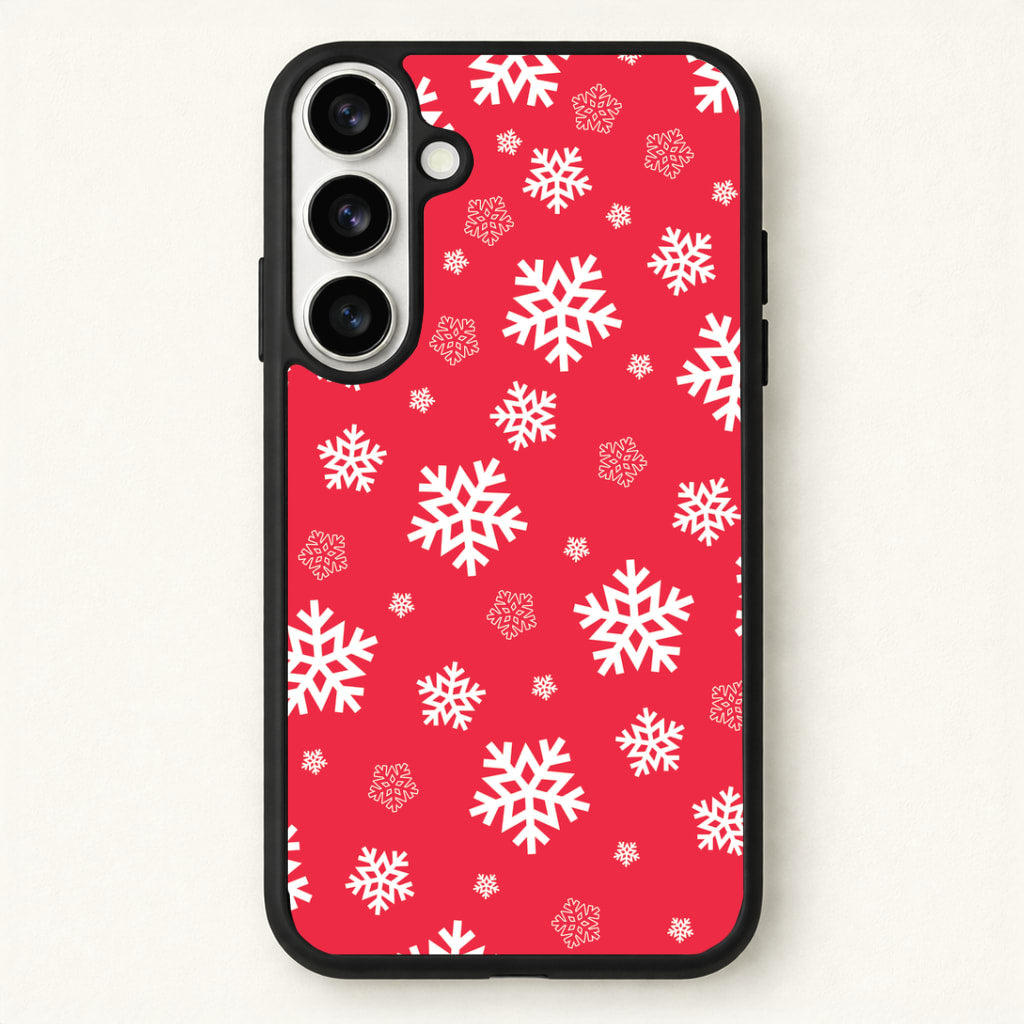 Red Snow Pattern Phone Case for Galaxy S26