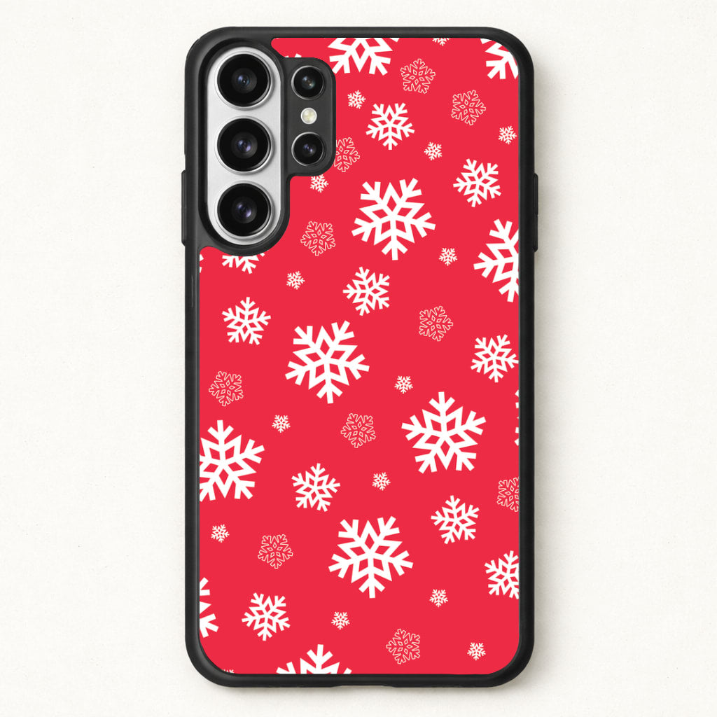 Red Snow Pattern Phone Case for Galaxy S26 Ultra