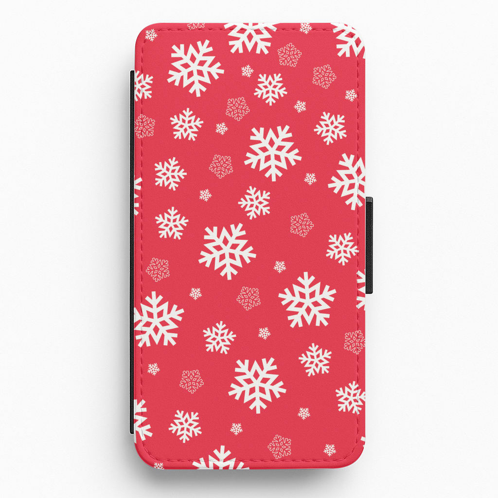 Red Snow Pattern Flip / Wallet Phone Case