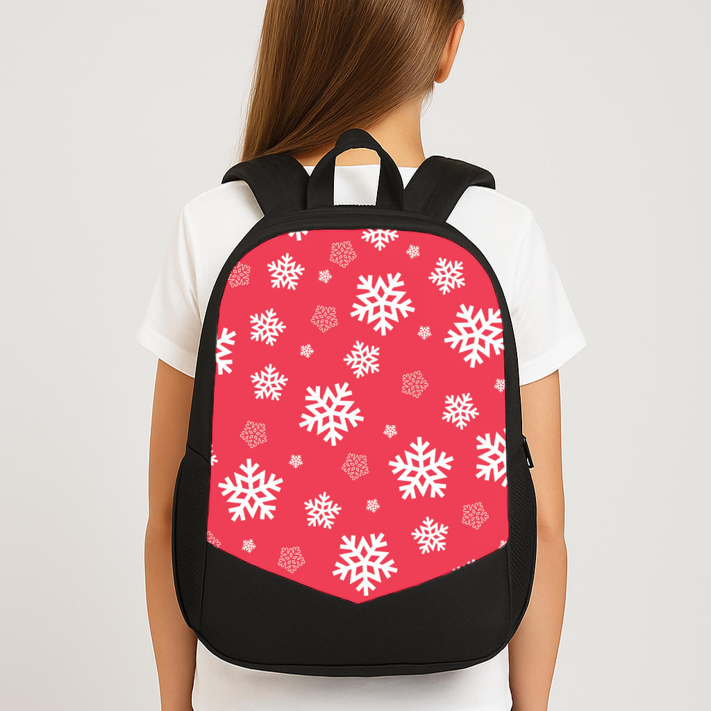 Red Snow Pattern Large School Bag