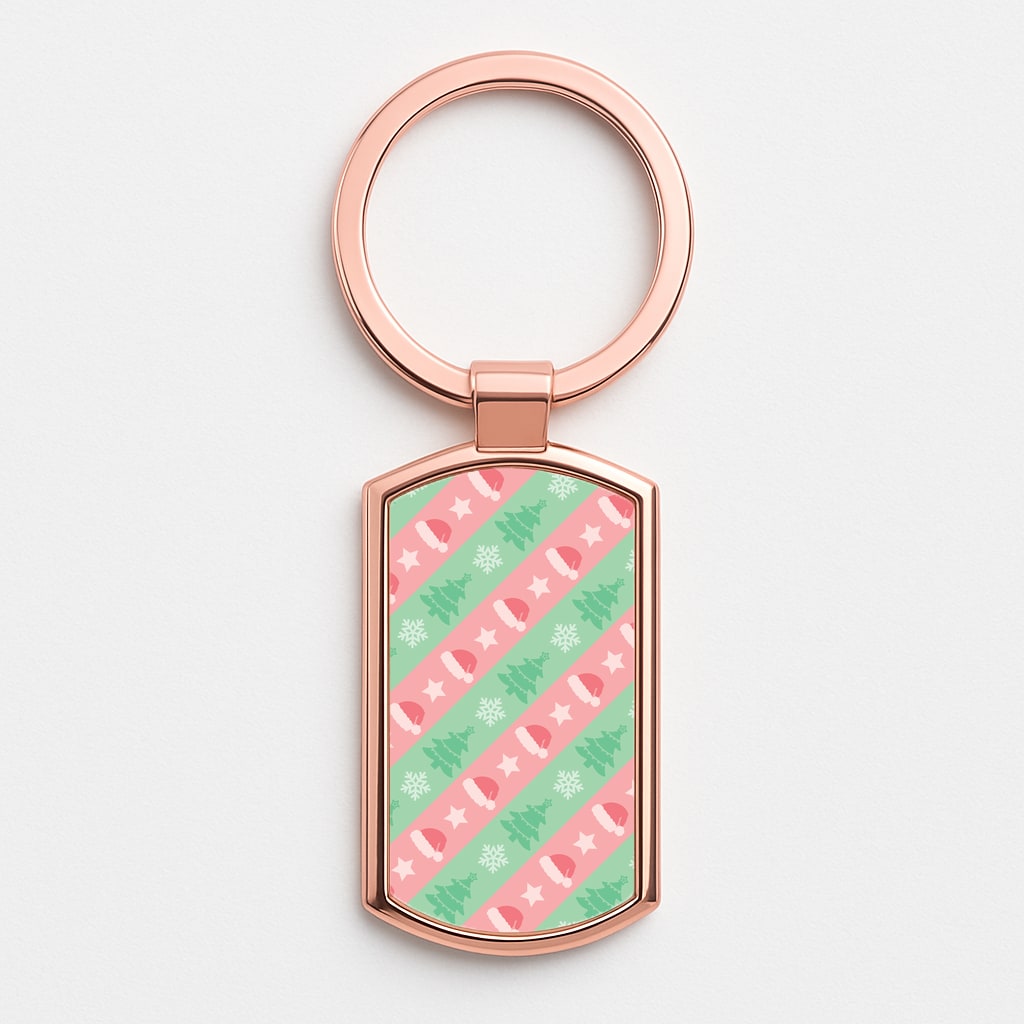 Hats And Trees Pattern Rose Gold Keyring