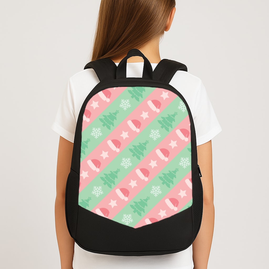 Hats And Trees Pattern Large School Bag