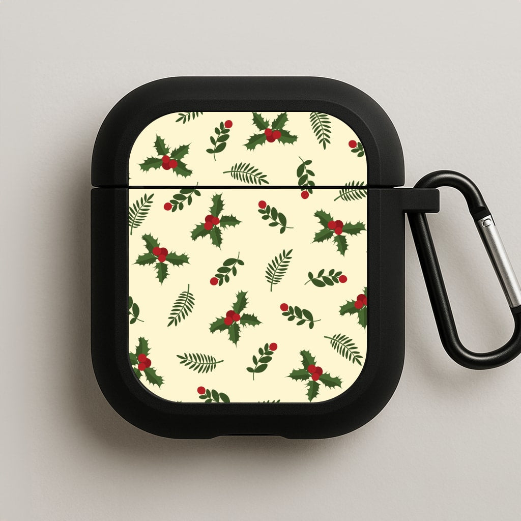 Holly Green Pattern AirPods Case