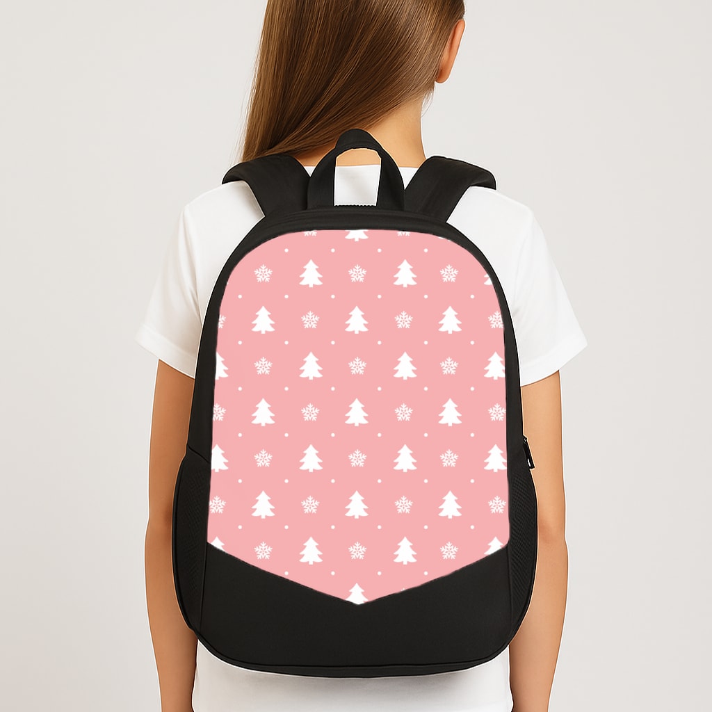 Pink Tree Pattern Large School Bag