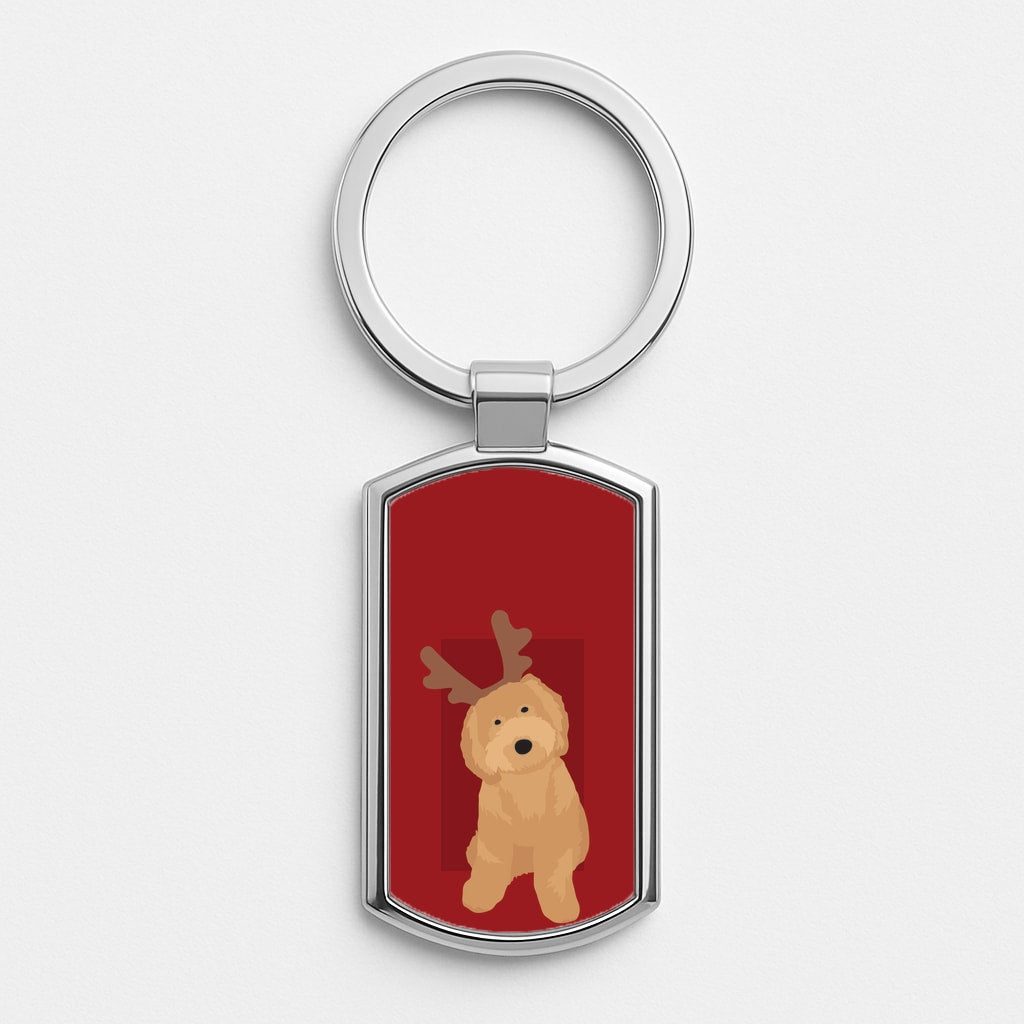 Dog Christmas Ears Silver Keyring