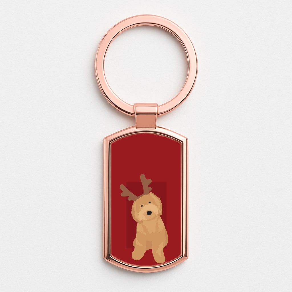Dog Christmas Ears Rose Gold Keyring