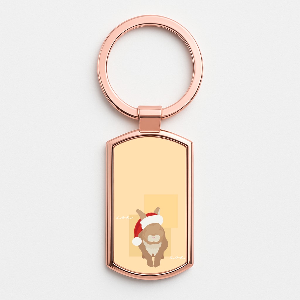 Rabbit Christmas Ears Rose Gold Keyring