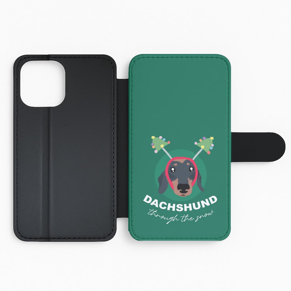 Dachshund Through The Snow Flip Phone Case