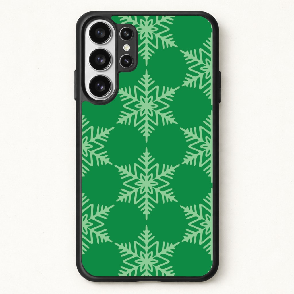 Green Giant Snowflakes Christmas Pattern Phone Case for Galaxy S26 Ultra