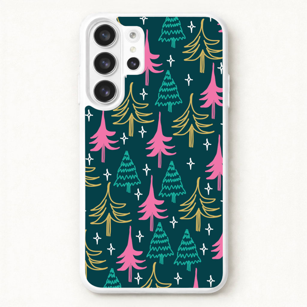 Colourful Sketched Christmas Trees Pattern Phone Case for Galaxy S26 Ultra