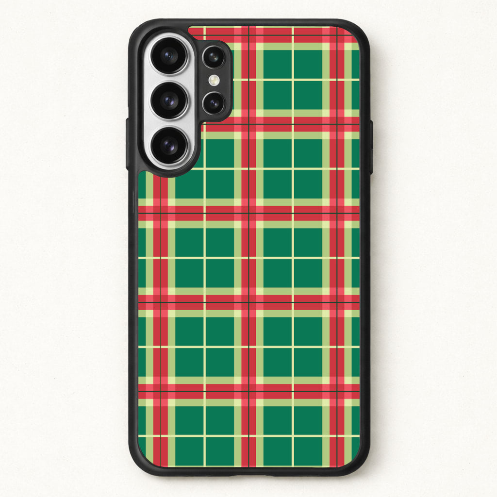 Red And Green Tartan II Christmas Pattern Phone Case for Galaxy S26 Ultra