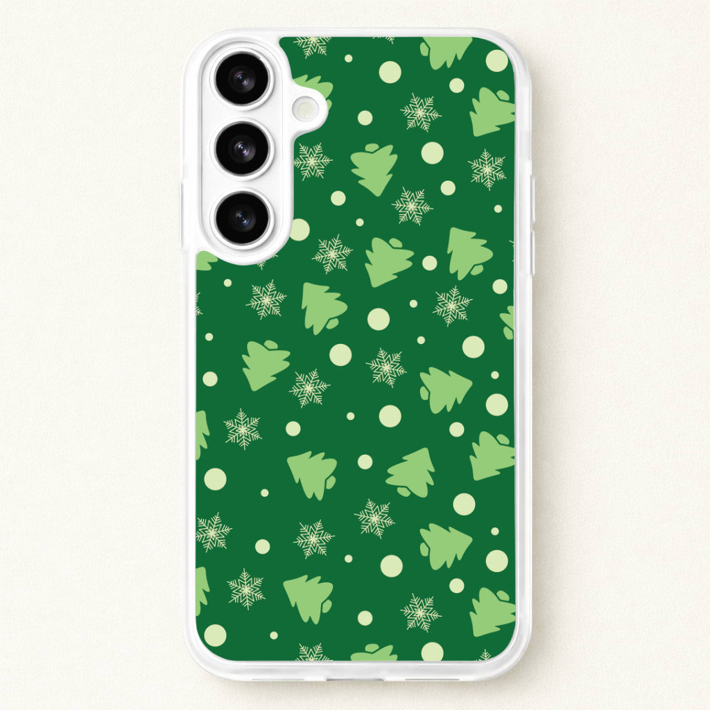Cartoon Christmas Trees And Snowflakes Pattern Phone Case for Galaxy S26 Plus